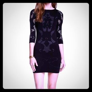 Free People black seamless mesh  tunic dress