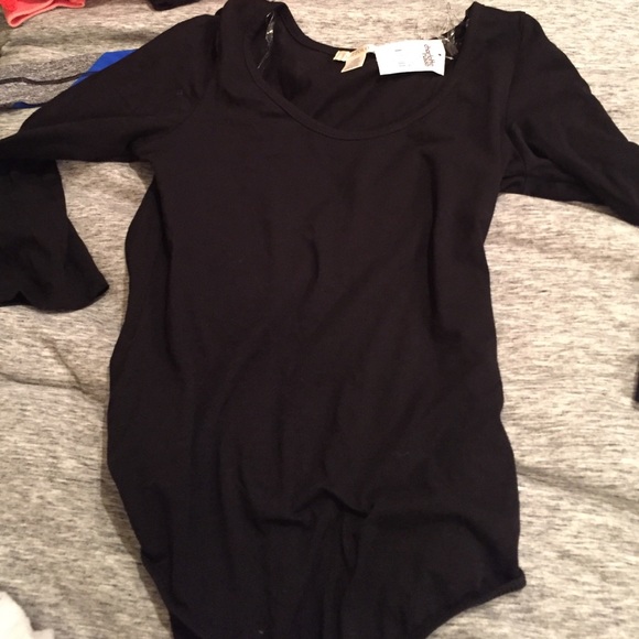 Scoop neck black bodysuit