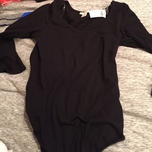 Scoop neck black bodysuit
