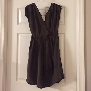 Anagram army green faux wrap silk dress