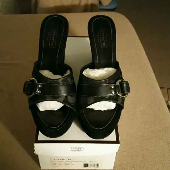 Coach black wedges