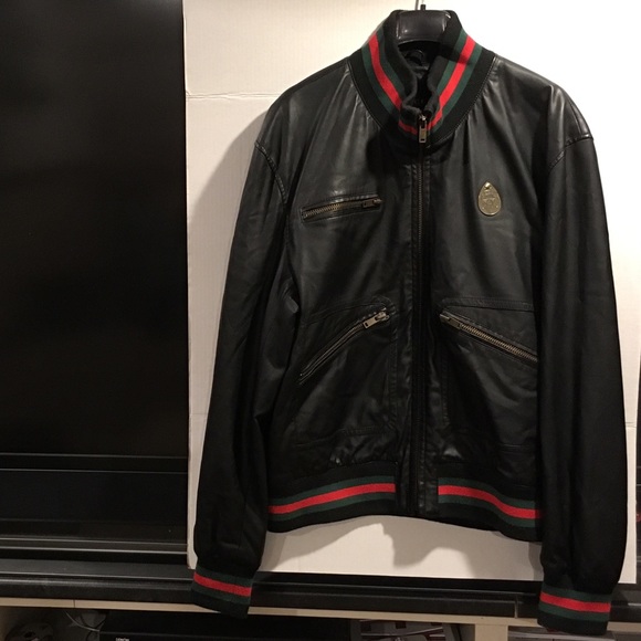 gucci leather jacket bomber