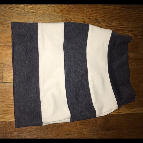 Aqua blue and white striped bandage skirt