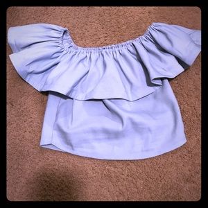 Ruffle off the shoulder crop top.