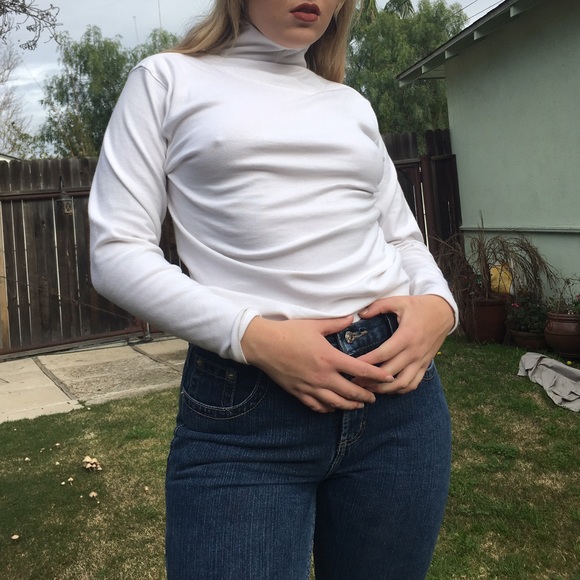 white long sleeve turtle neck