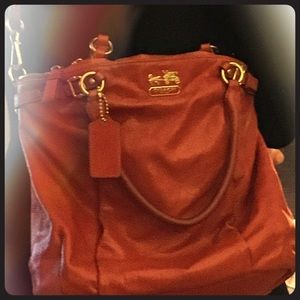 Coach Burnt Orange Madison Leather Lindsey Satchel