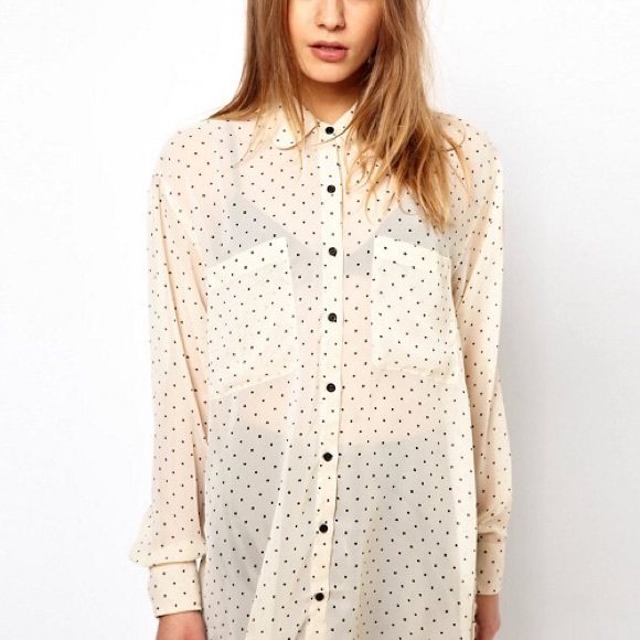 AA Oversized Chiffon Button Down Blouse