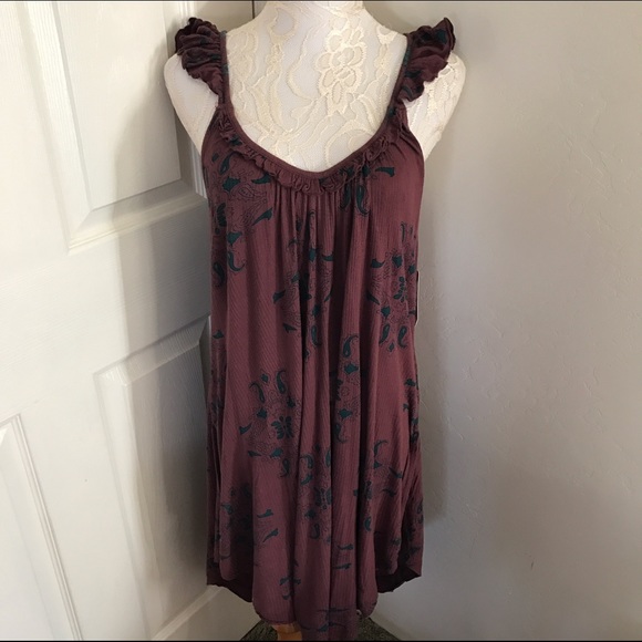 FREE PEOPLE Drifter Wine Print Maxi Tank Top Mini - Picture 3 of 4