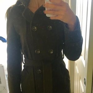 Wool BCBG trench-style coat (knee length)