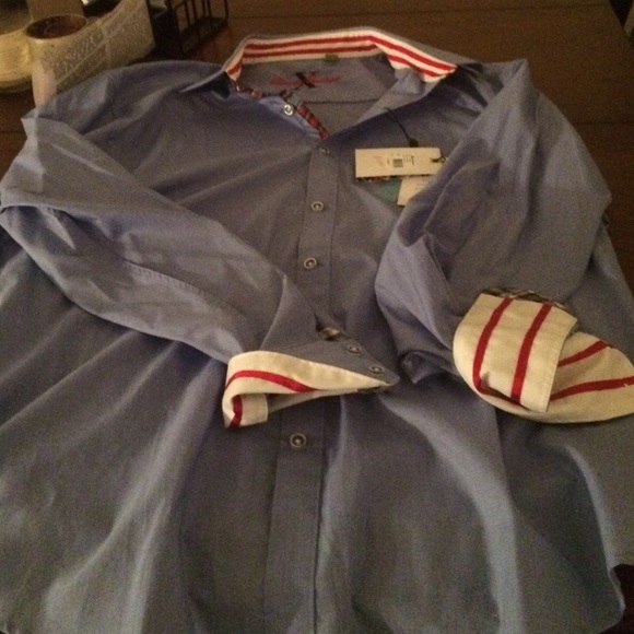 Robert graham brand new tailored blue button down