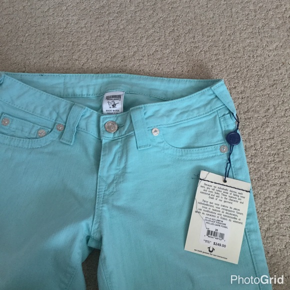 True Religion Capri Jeans Turquoise - Picture 2 of 4