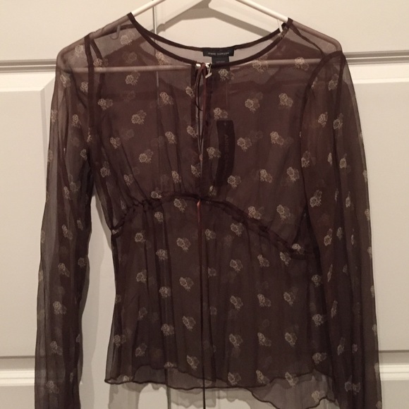 Sheer brown floral top