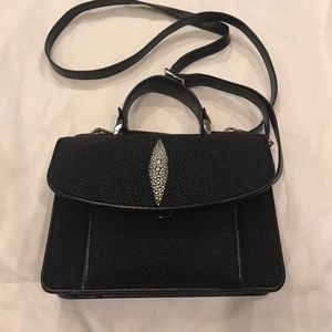 NWOT Genuine Black Stingray Cross-body Bag.