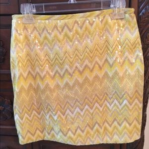 Yellow sequin skirt