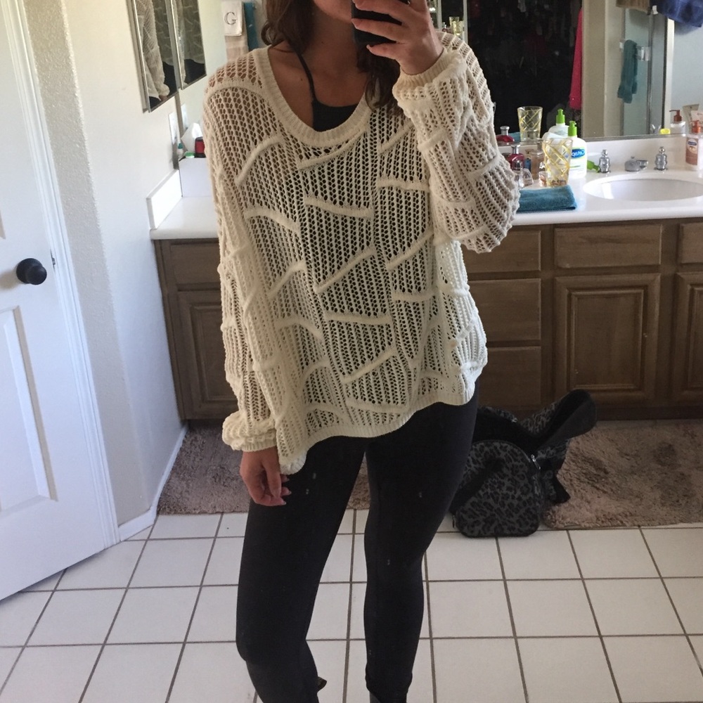 Cream Knit Sweater Urban Outfitters