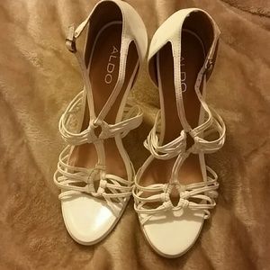 Aldo white strappy stiletto sandal