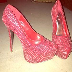 Red embezzled heels