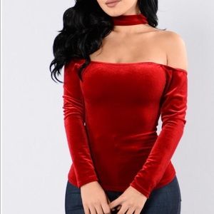 NWT Fashion Nova Red Velvet Top