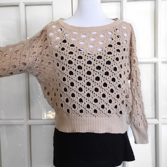 XXI Sweaters - XXI Taupe Open Knit Dolman Sweater