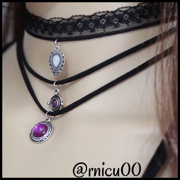 •Last 1•Amethyst Gemstone 3pc. Choker Set! - Picture 3 of 8