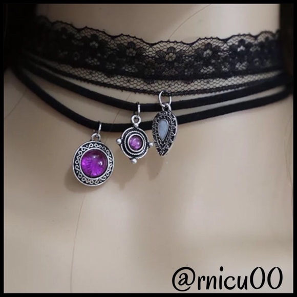 •Last 1•Amethyst Gemstone 3pc. Choker Set! - Picture 5 of 8
