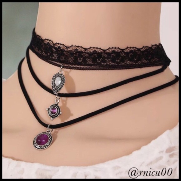 •Last 1•Amethyst Gemstone 3pc. Choker Set! - Picture 7 of 8