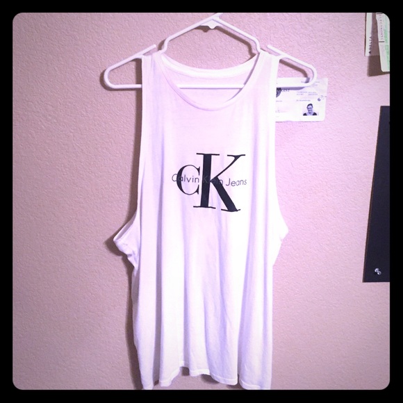 white calvin klein logo tank