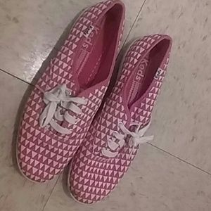 Pink and white Keds