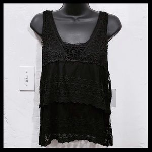Black Lace Boho Tank Top NWT (S)