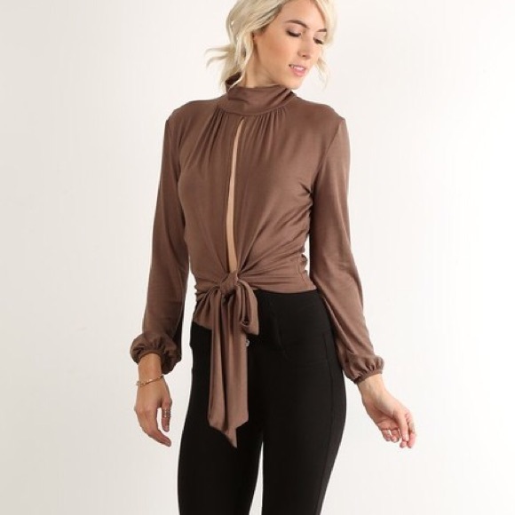 Mock Neck Cut Out Top - Picture 2 of 4