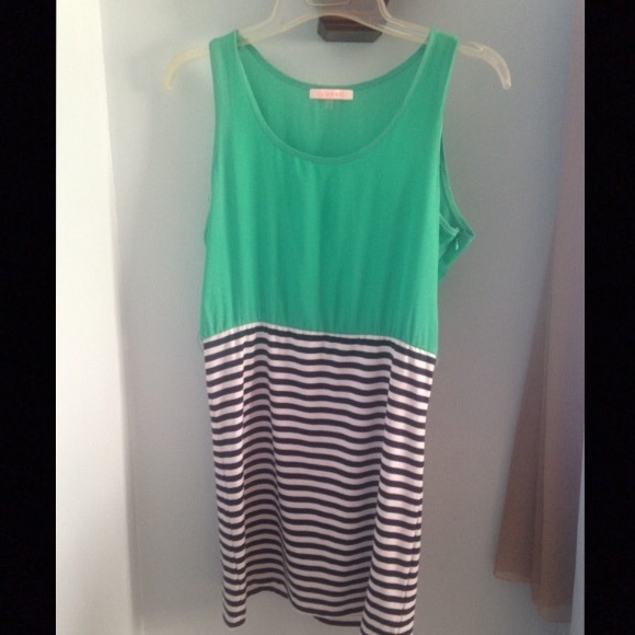 Teal/stripped body con dress - size L - Lulumari - Picture 2 of 2