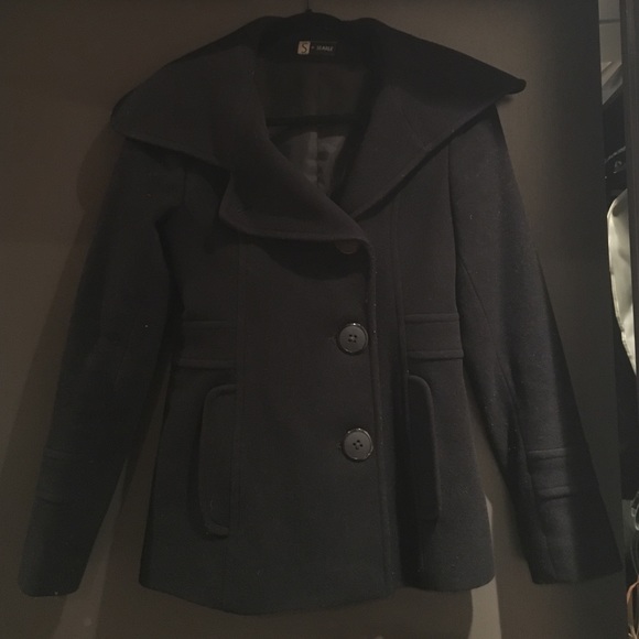 Wool cashmere blend black Searle peacoat
