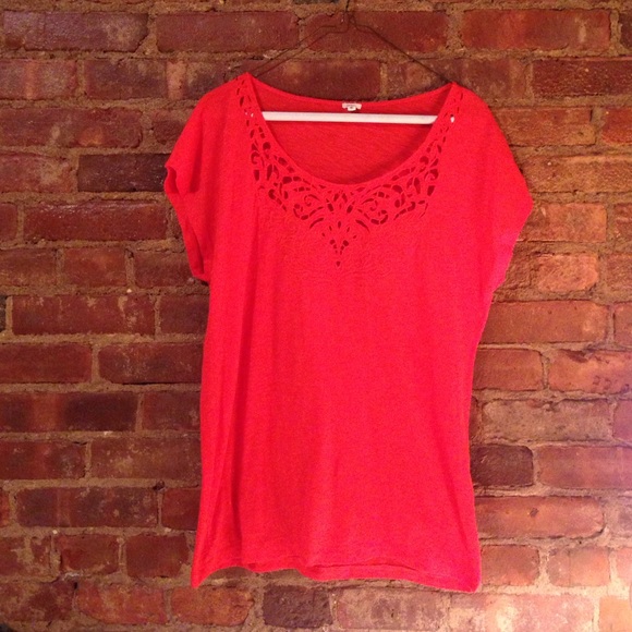 Embroidered orange J.crew tee - Picture 1 of 2