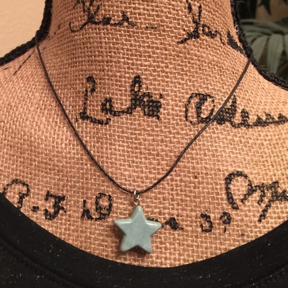 Light Blue Howlite Star Charm Necklace