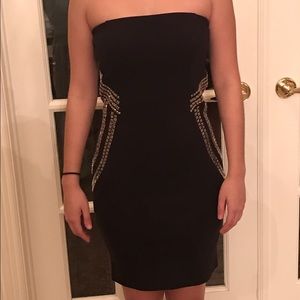Edgy, black cocktail dress
