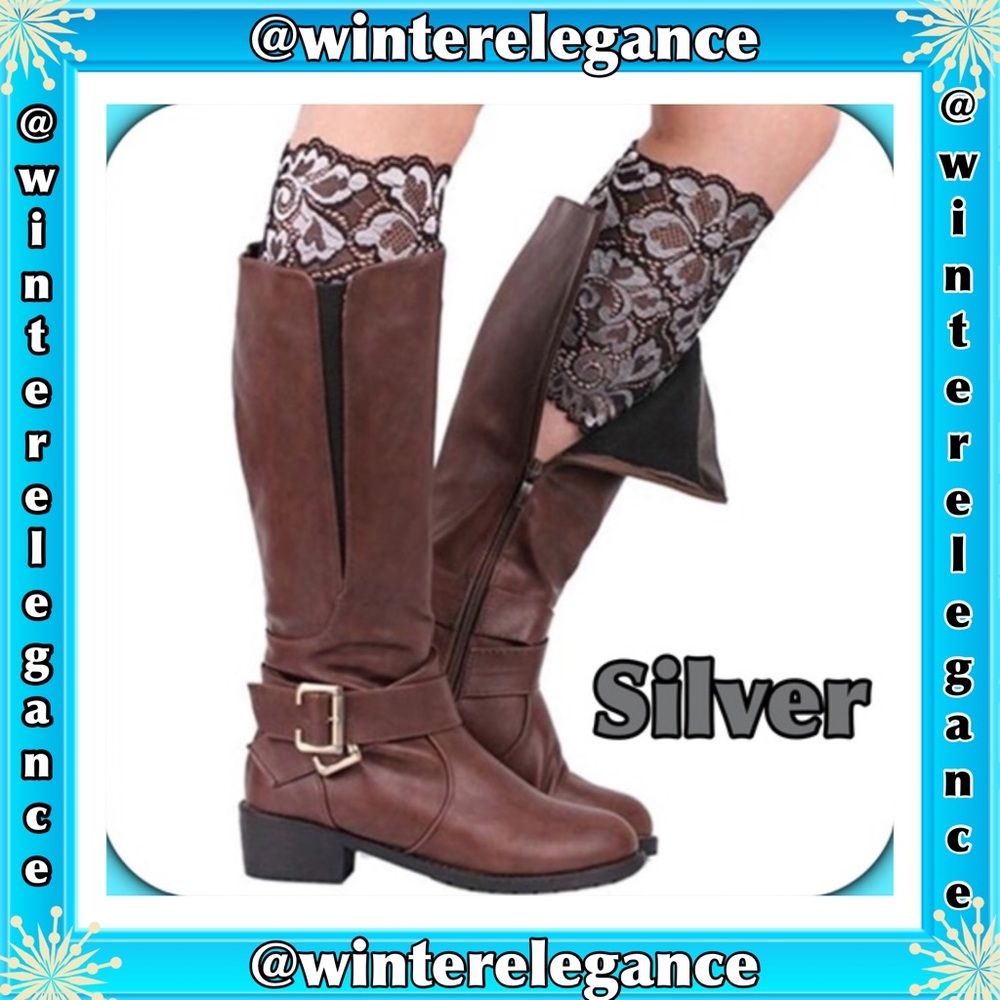 Silver Lace Leg Warmers - Picture 2 of 4