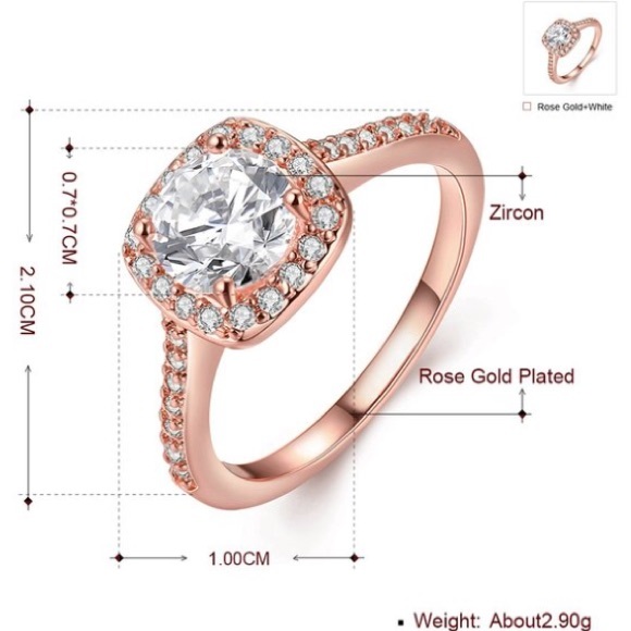 18k rose gold plated halo ring - Picture 2 of 2