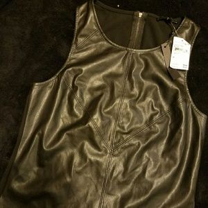 Leather and semi sheer shirt