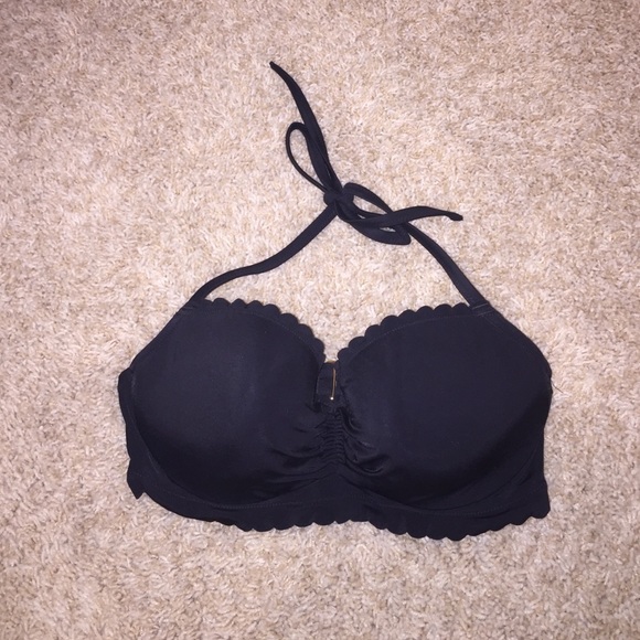 Black Scalloped Bathing Suit Top