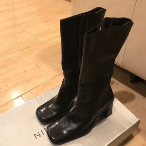 Black Leather Nine West Boots
