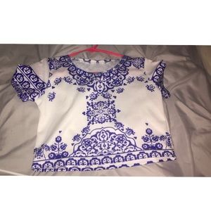 Blue designed crop top