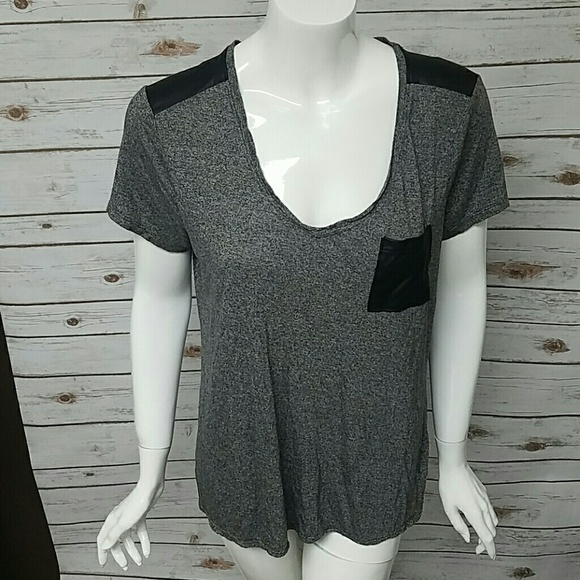 Rock & Republic leather trim top