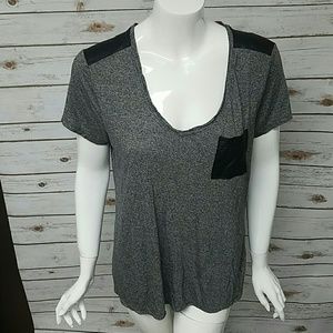 Rock & Republic leather trim top