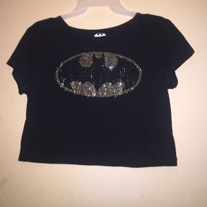 Batman croptop with rhinestone logo