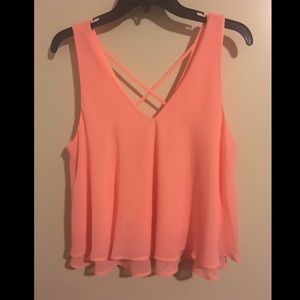 Neon coral chiffon tank