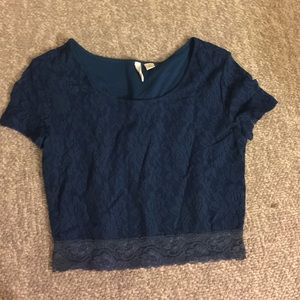 Blue lace crop top