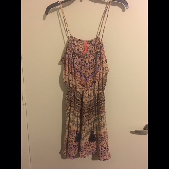 Blue and tan floral dress