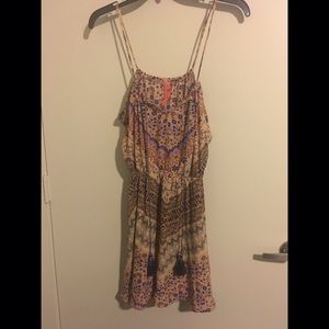 Blue and tan floral dress
