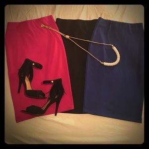 Magenta BodyCon Midi Skirt