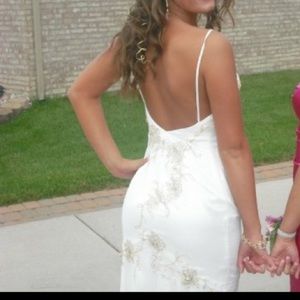 White & Gold Beaded Homecoming dress